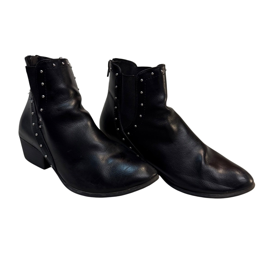 Esprit Teigan Black Studded Ankle Boots Womens 9.5M Pointed Block Heel E1TEI01
